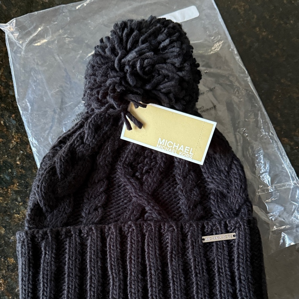 Michael Kors Charcoal Cable Knit Beanie